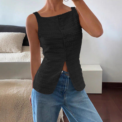 Mouwloze Dames Top met Knoopdetail | Leuke Dames Tops 1