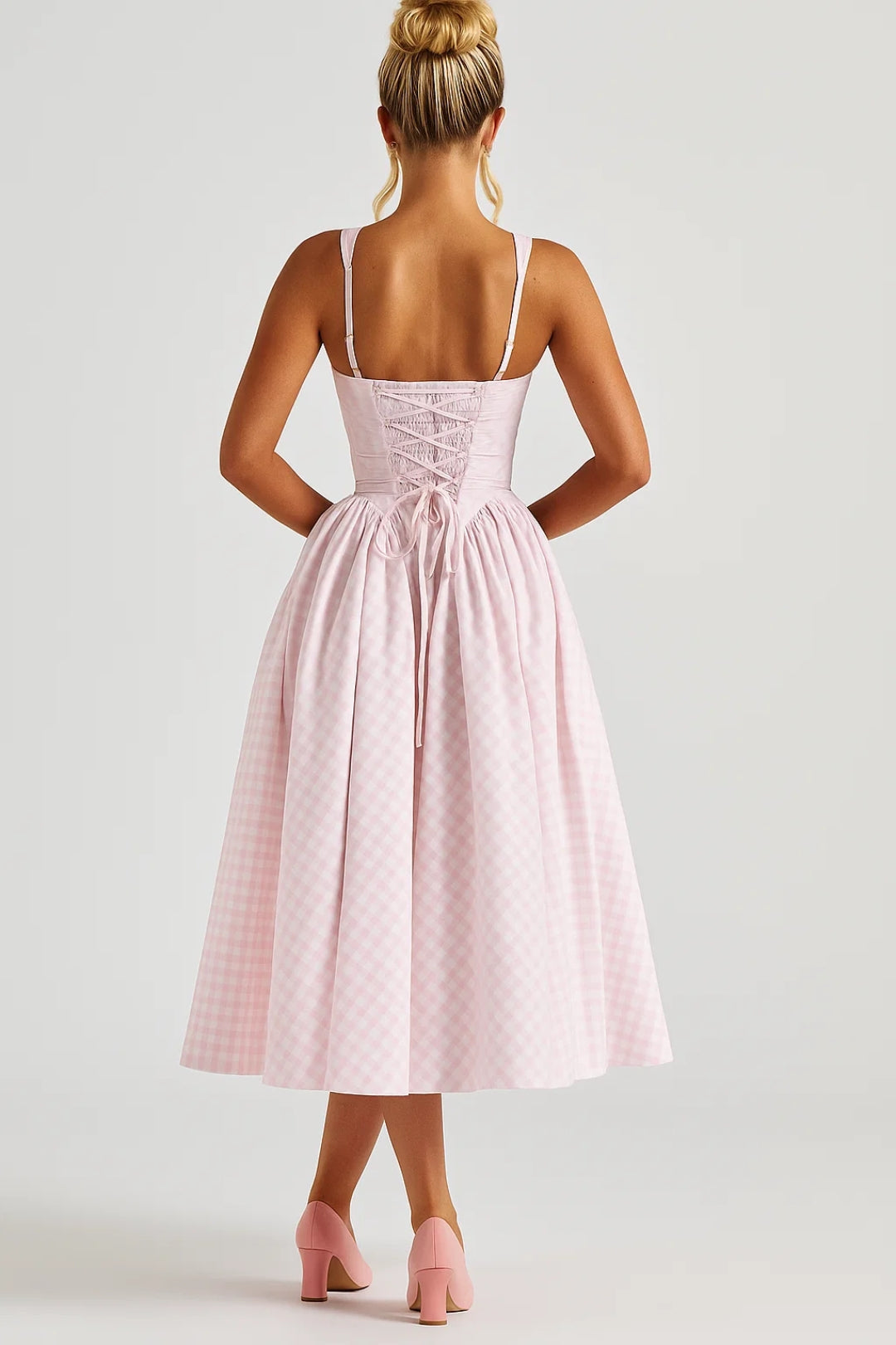 Midi Jurk voor Dames met Wijde Rok en Taille