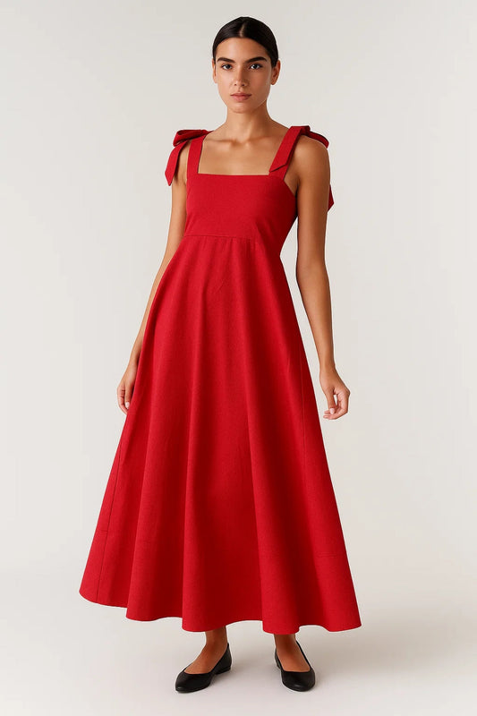 Zomer Maxi Jurk voor Dames met Strikbandjes en A-Lijn Model - StudioMarella