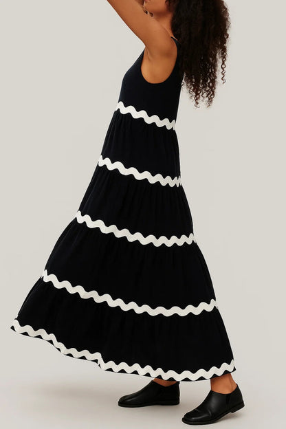 Dames Maxi Jurk Gelaagde Rok Zomerse Stijl Casual