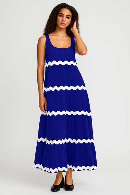Dames Maxi Jurk Gelaagde Rok Zomerse Stijl Casual