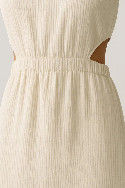 Mouwloze Midi Jurk Dames Elegant Cut-out Model