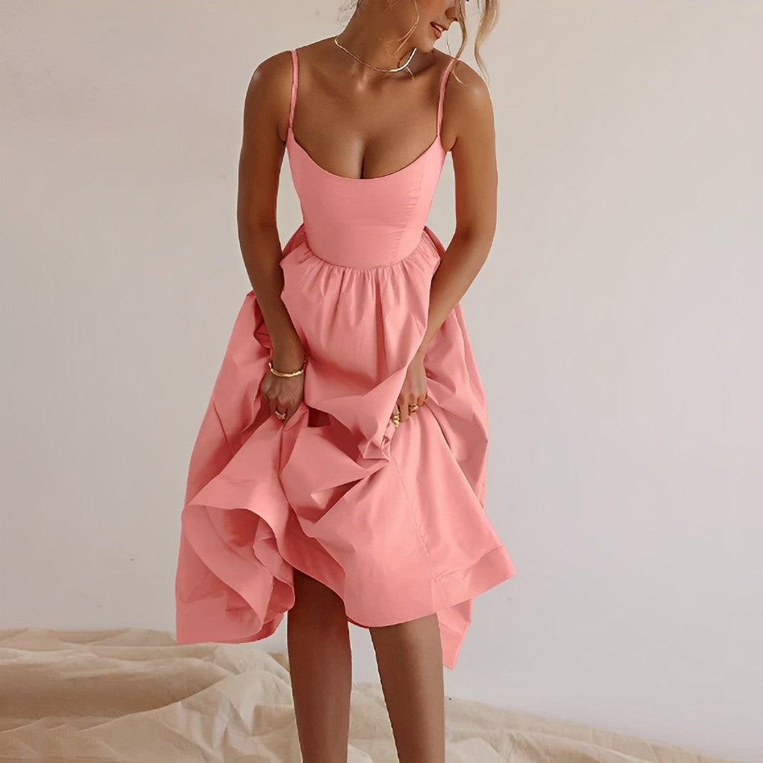 Mouwloze Midi Jurk | Dames Midi Jurk A-lijn voor Zomer 3