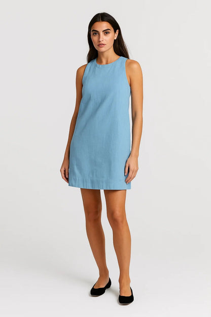 Dames Jurk Zomer Mini Mouwloos Ronde Hals - StudioMarella