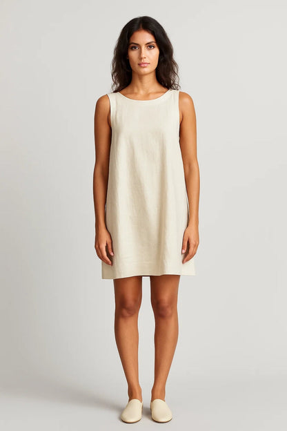 Dames Jurk Zomer Mini Mouwloos Ronde Hals