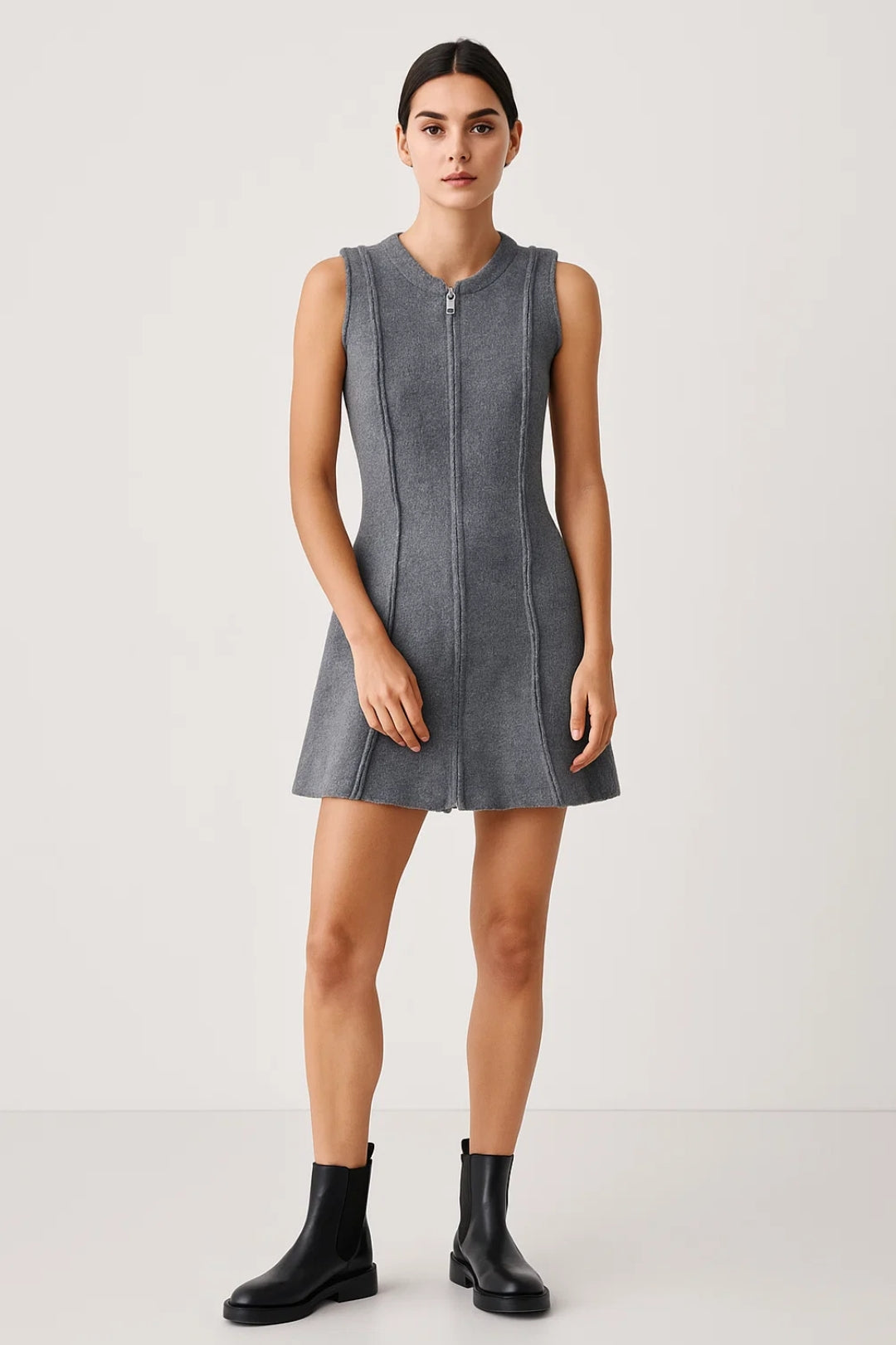 Mouwloze Minijurk Dames A-lijn met Rits Casual