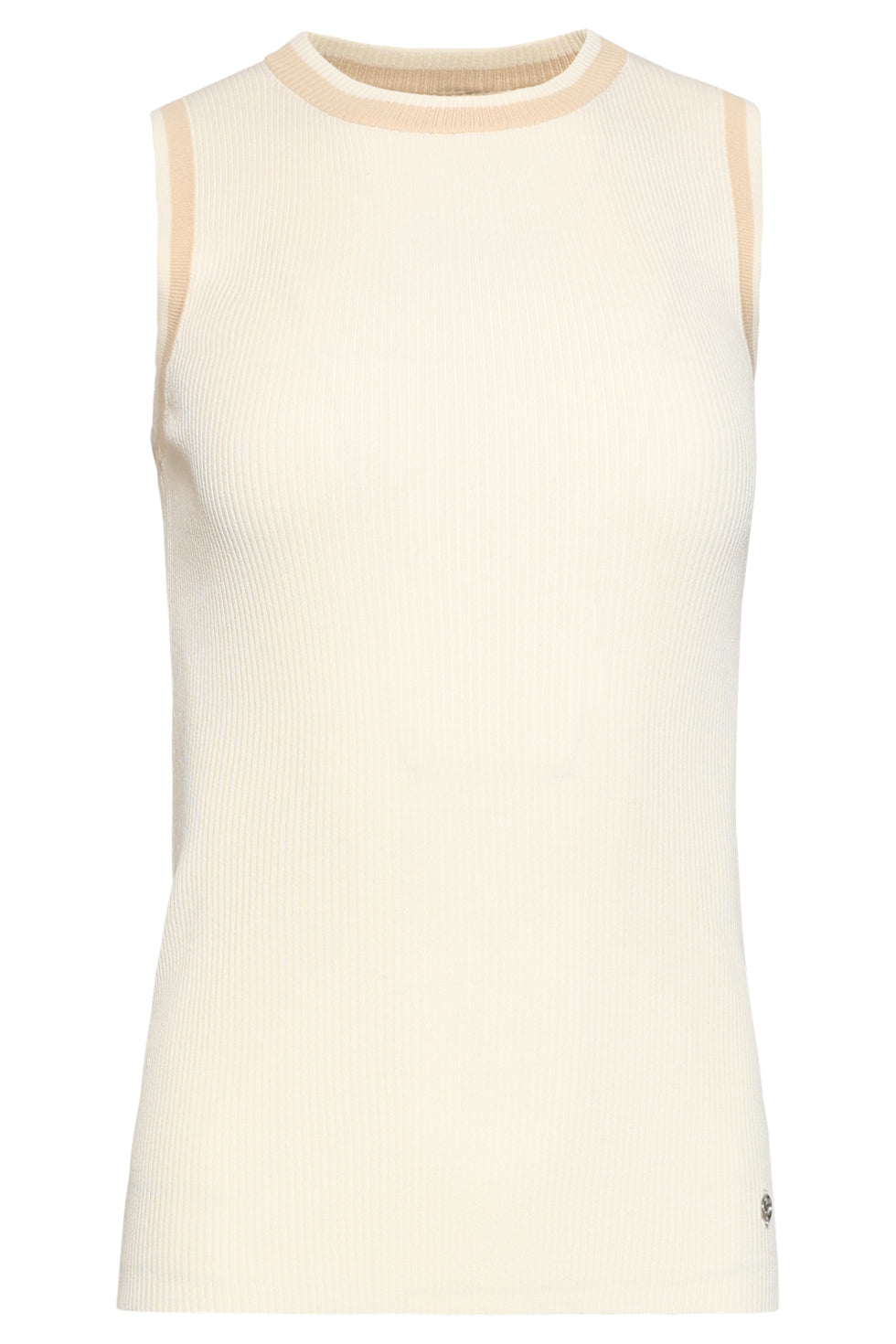 Mouwloze Ribgebreide Top | Dames Tops Mouwloos Gebroken Wit 3