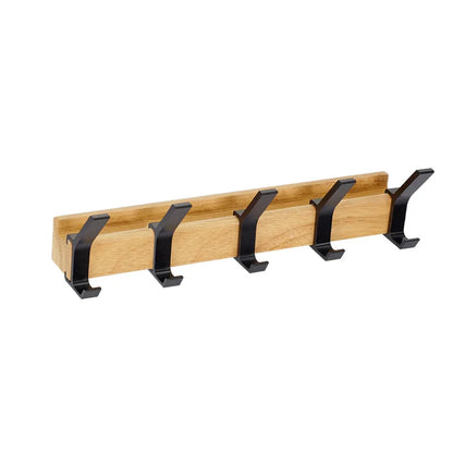 Wandgarderobe met Verstelbare Haken – Scandinavische Kapstok van Hout & Metaal