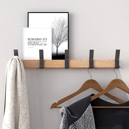 Wandkapstok met Verstelbare Haken – Natuurlijk Hout en Aluminium – 5 Draaihaken voor Hal en Slaapkamer – Scandinavische Stijl