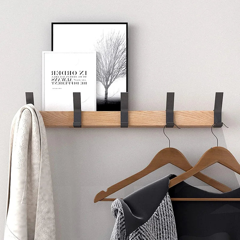 Wandgarderobe met Verstelbare Haken – Scandinavische Kapstok van Hout & Metaal