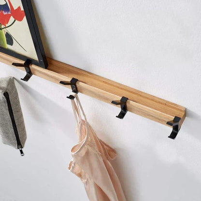 Wandkapstok met Verstelbare Haken – Natuurlijk Hout en Aluminium – 5 Draaihaken voor Hal en Slaapkamer – Scandinavische Stijl