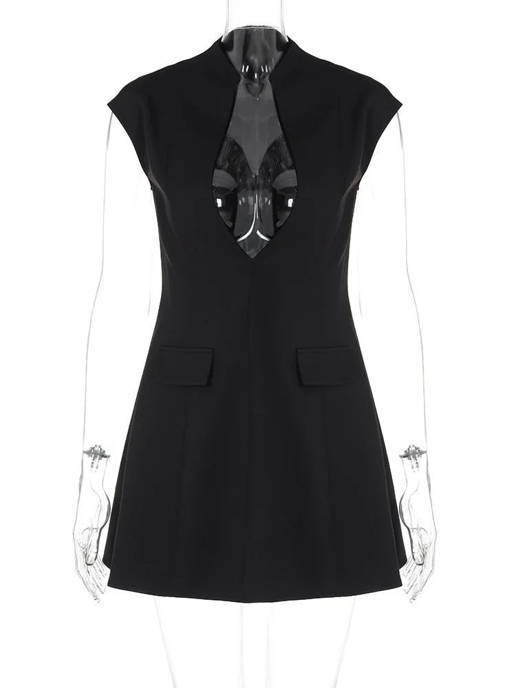 Zwarte Mini Jurk voor Vrouwen Mouwloos Kort Model
