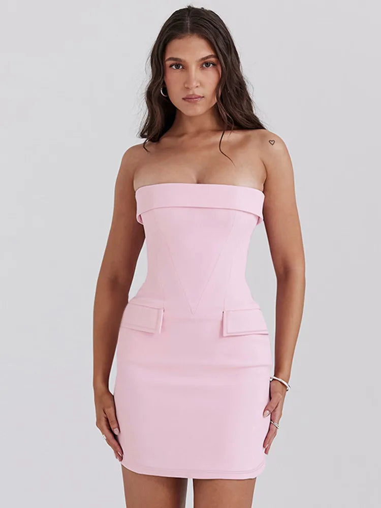 Strapless Mini-Jurk Voor Dames Zomerjurk Kort en Sexy