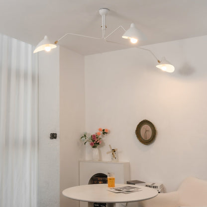 Verstelbare Spinlamp Multi-Arm Plafondlamp Industriële Design Messing Details Zwart Wit Scandinavisch Modern