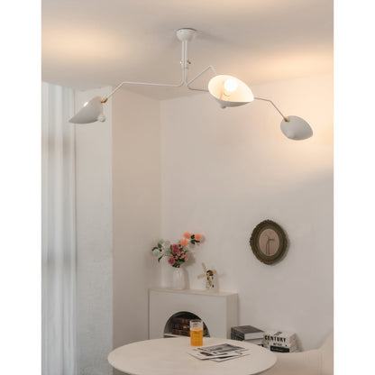 Verstelbare Spinlamp Multi-Arm Plafondlamp Industriële Design Messing Details Zwart Wit Scandinavisch Modern