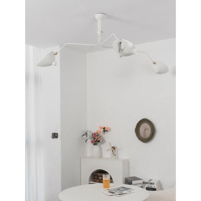 Verstelbare Spinlamp Multi-Arm Plafondlamp Industriële Design Messing Details Zwart Wit Scandinavisch Modern