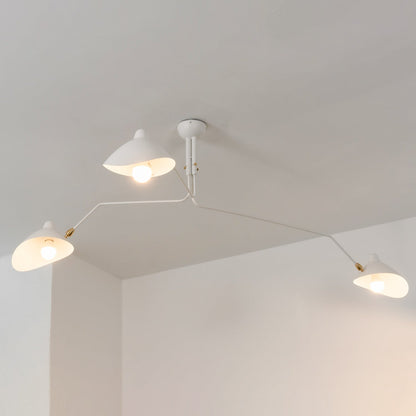 Verstelbare Spinlamp Multi-Arm Plafondlamp Industriële Design Messing Details Zwart Wit Scandinavisch Modern