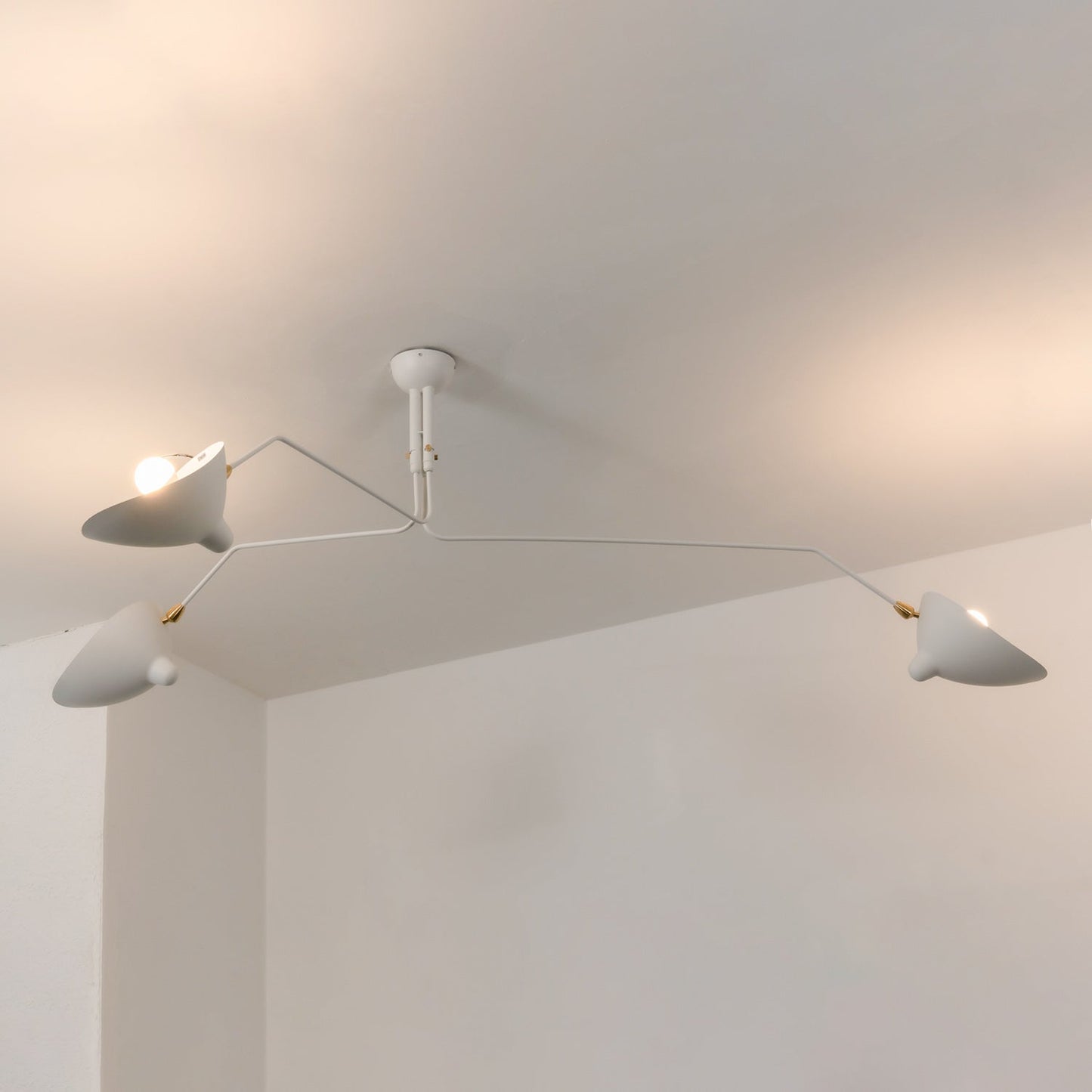 Verstelbare Spinlamp Multi-Arm Plafondlamp Industriële Design Messing Details Zwart Wit Scandinavisch Modern