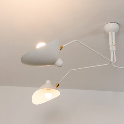 Verstelbare Spinlamp Multi-Arm Plafondlamp Industriële Design Messing Details Zwart Wit Scandinavisch Modern