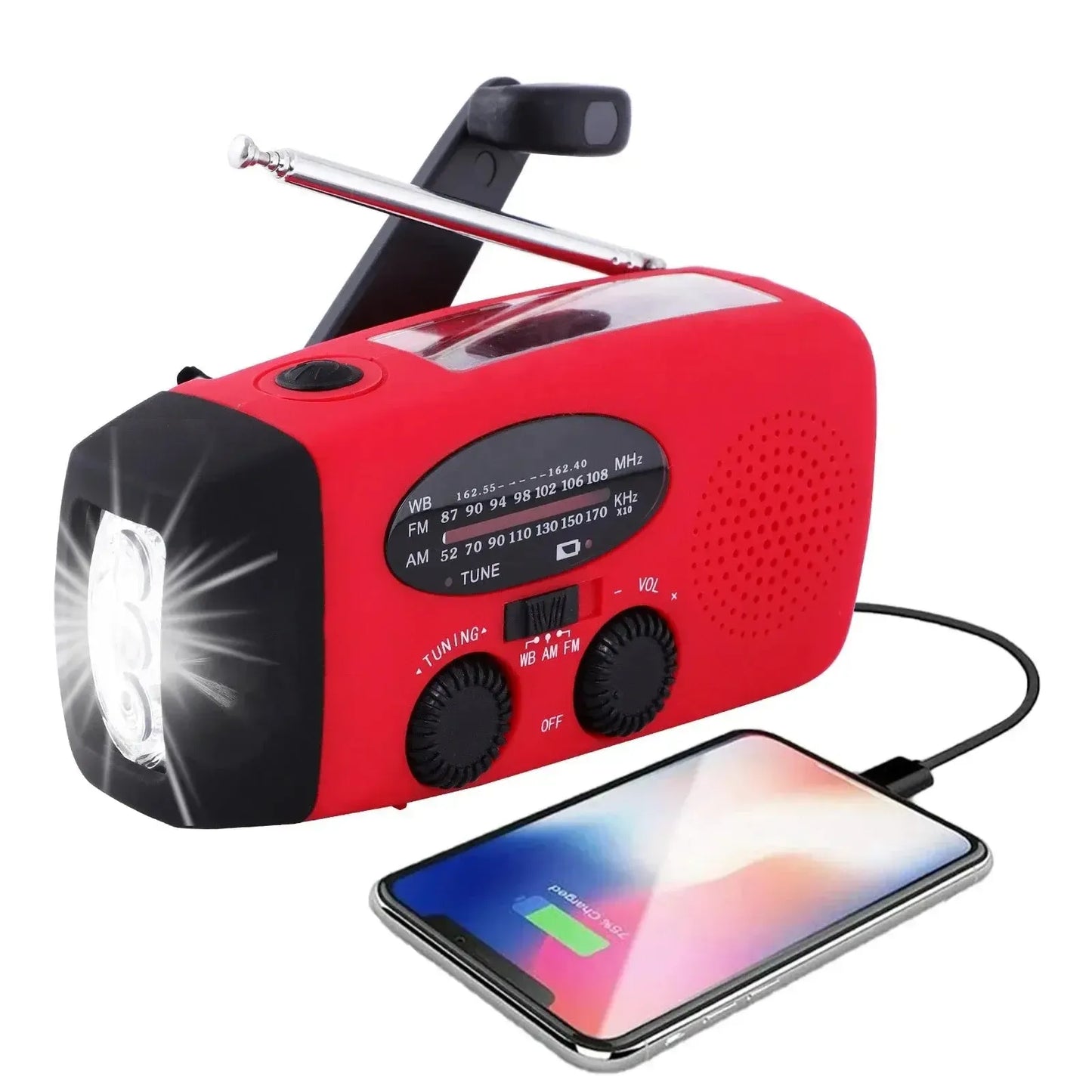 Draagbare Zonne-energie Noodradio met LED-Zaklamp en Powerbank