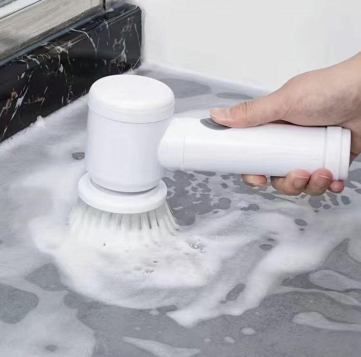Elektrische Schrobborstel met Koperen Details en Verstelbare Snelheden – Afwasbaar Keukengereedschap