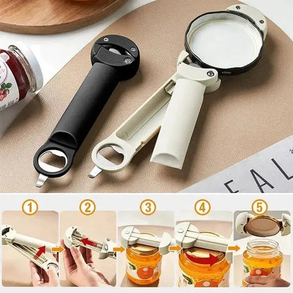 Magnetische Multifunctionele Blikopener met Verstelbare Grip en Ergonomisch Handvat voor Potten en Flessen