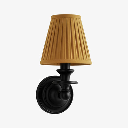 Wandlamp met stoffen kap en zwanenhalsarm – smeedijzeren armatuur met verstelbare leeslamp