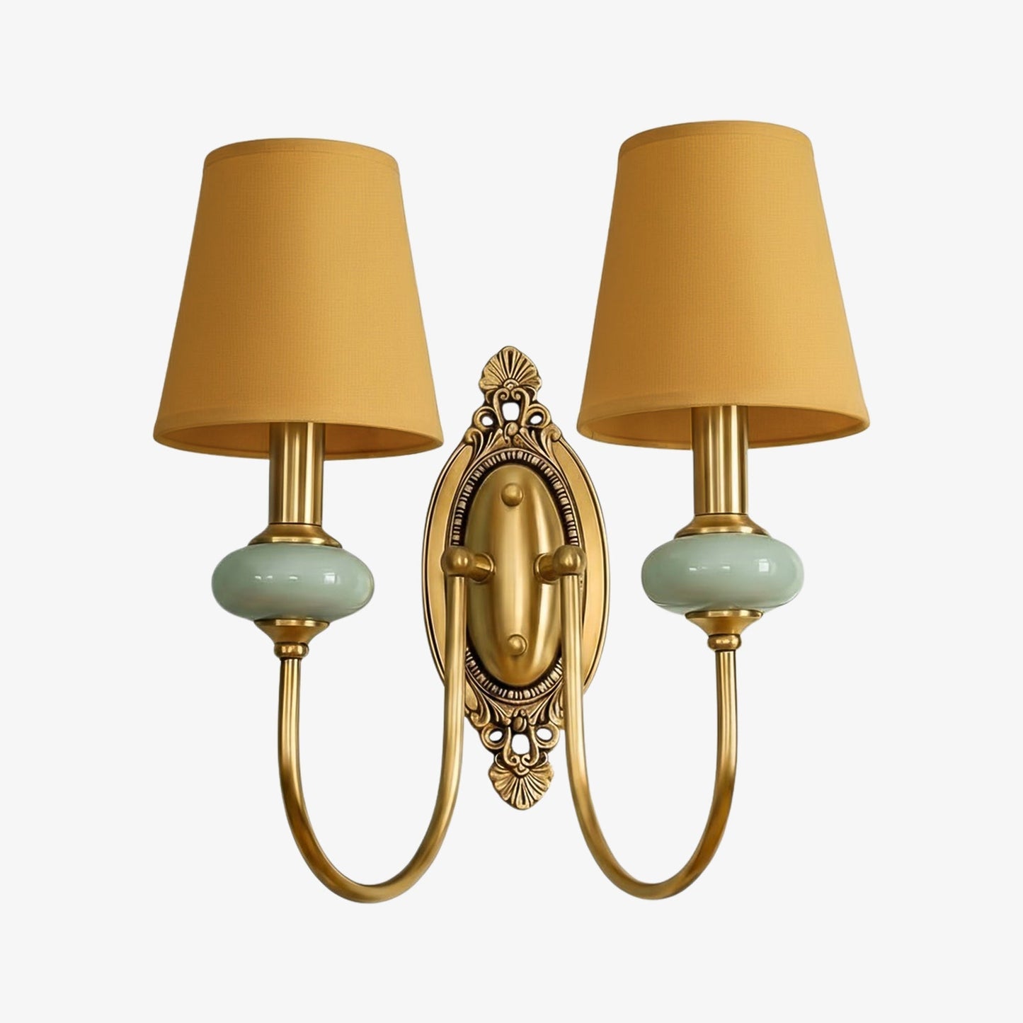 Keramische wandlamp met stoffen kap - 1 of 2 lichtpunten - E27 - diverse kleuren & stijlen