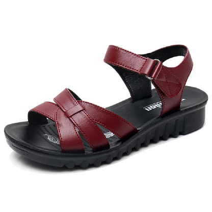 Vrouwen Sandalen Leren Zomer Schoenen met Zachte Zool