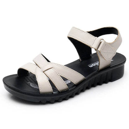 Vrouwen Sandalen Leren Zomer Schoenen met Zachte Zool