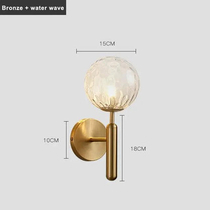 Wandlamp met glazen kap – modern design in goud of zwart met melkglas of ripple-afwerking
