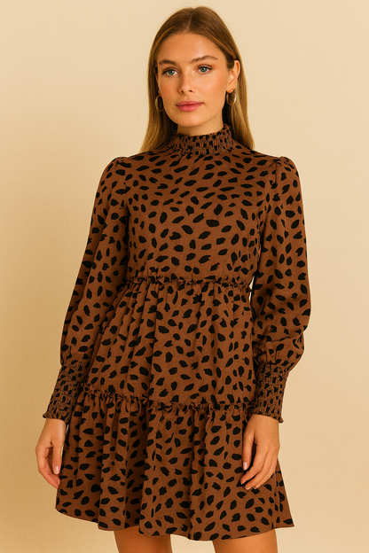 Dames Jurk Babydoll met Bloemenprint en Plooien