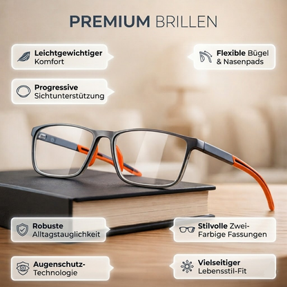 Multifocale Leesbril met Blauwe Lichtfilter – Ultralichte TR90 Bril met UV-Bescherming en Progressieve Glazen voor Scherp Zicht
