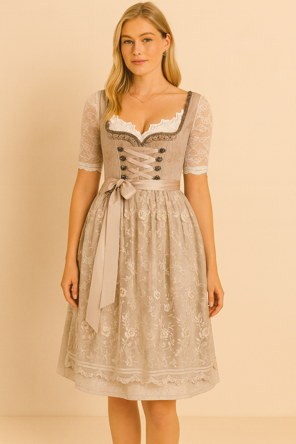 Dames Dirndl Jurk Oktoberfest Stijl met Kanten Details - StudioMarella