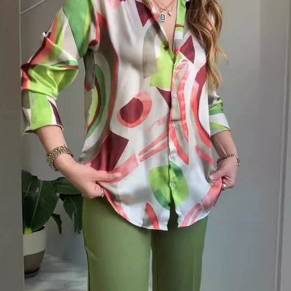 Dames Broekpak Met Print - Elegant en Comfortabel Werkpak