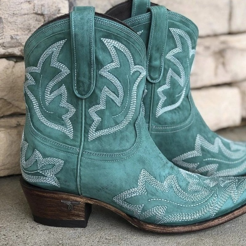 Leren Cowboy Laarzen Western Stijl Geborduurd
