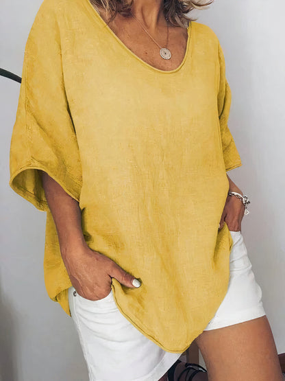 Dames Linnen T-shirt Oversized Losse Fit