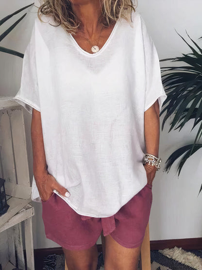 Dames Linnen T-shirt Oversized Losse Fit Zomer