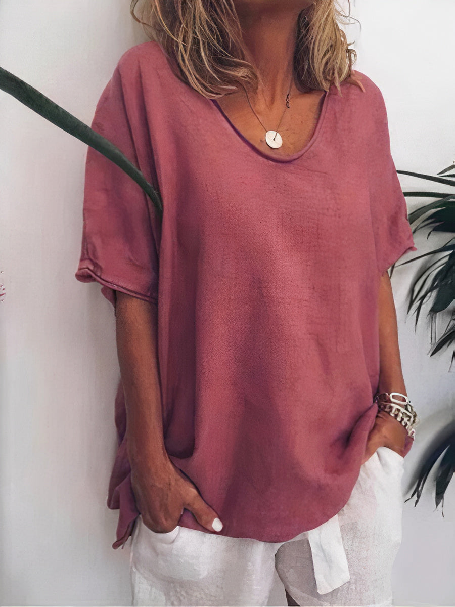 Dames Linnen T-shirt Oversized Losse Fit Zomer