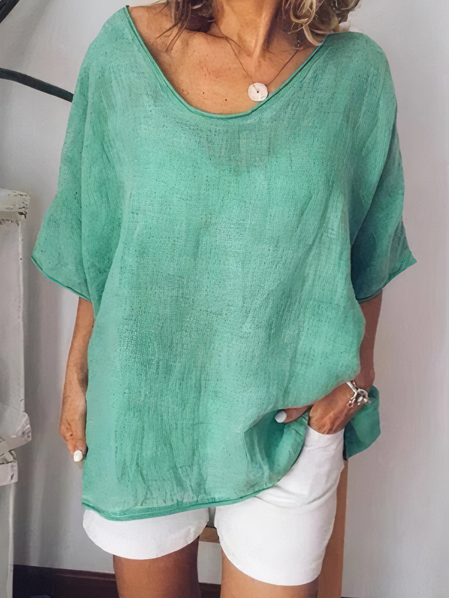 Dames Linnen T-shirt Oversized Losse Fit