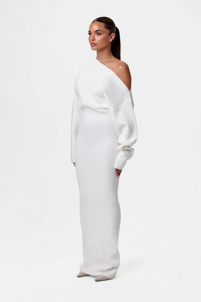 Gebreide Maxi Jurk Elegante Lange Zomerjurk
