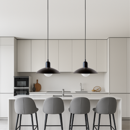 Macaron hanglamp Ø32 cm ijzer zwart wit eettafel verlichting Scandinavisch design keuken lamp modern minimalistisch