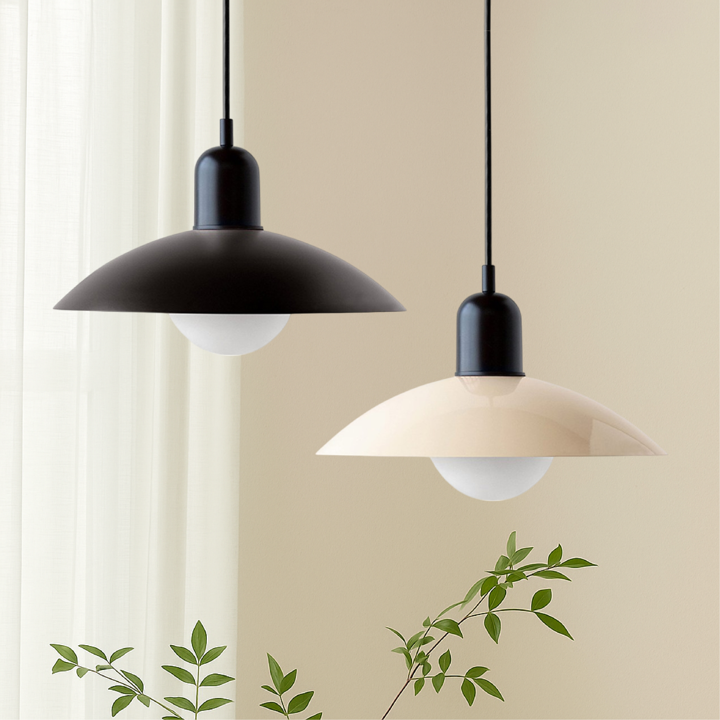 Macaron hanglamp Ø32 cm ijzer zwart wit eettafel verlichting Scandinavisch design keuken lamp modern minimalistisch