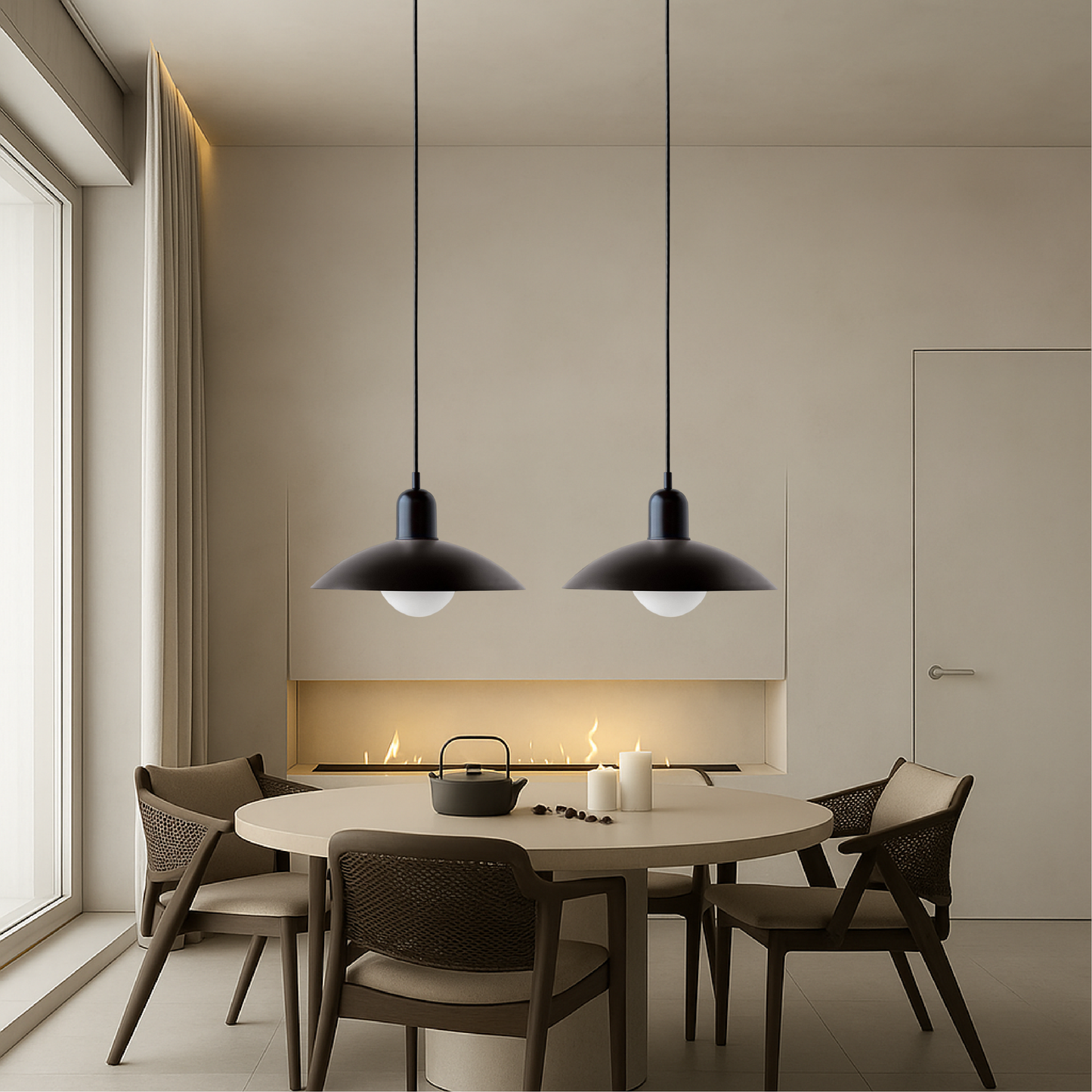Macaron hanglamp Ø32 cm ijzer zwart wit eettafel verlichting Scandinavisch design keuken lamp modern minimalistisch