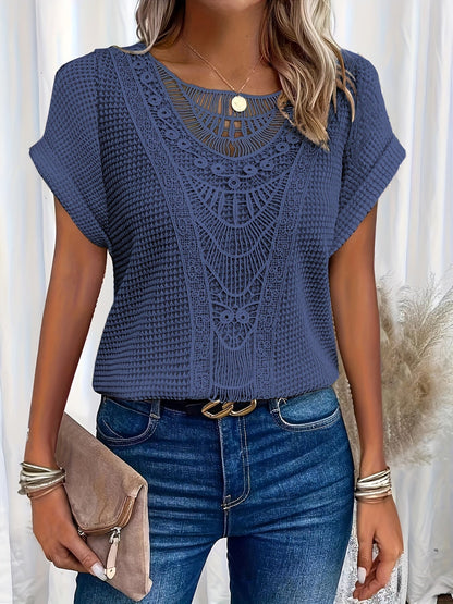 Elegante Kanten T-shirt voor Vrouw Casual Stijl