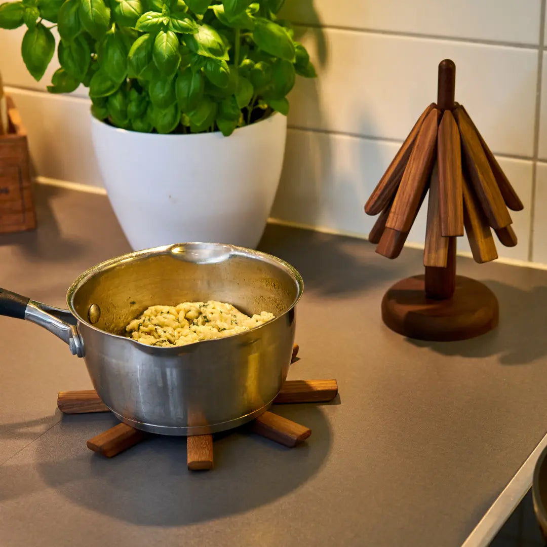 Houten Pannenboom Pannenonderzetter Standaard Naturel Massief Hout Scandinavisch Keuken