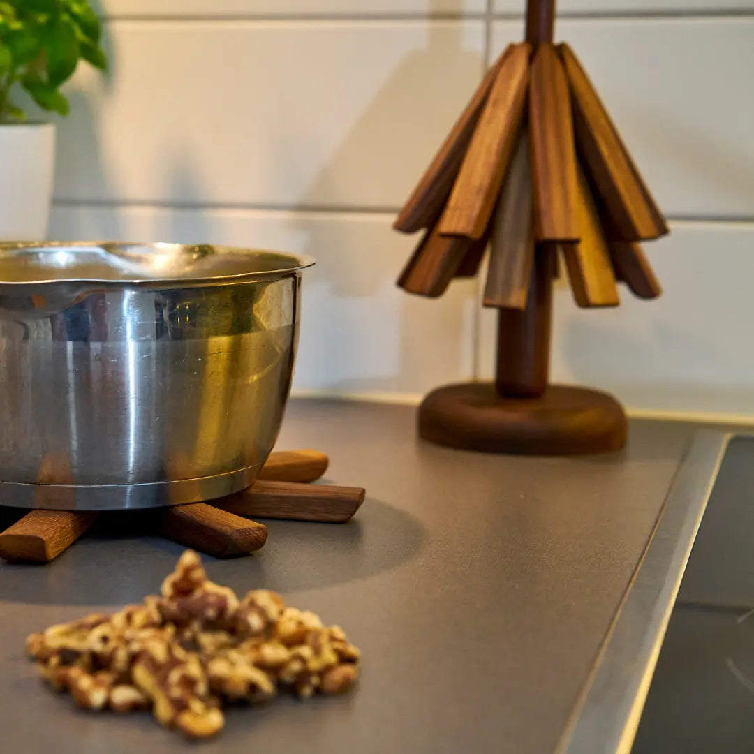 Houten Pannenboom Pannenonderzetter Standaard Naturel Massief Hout Scandinavisch Keuken