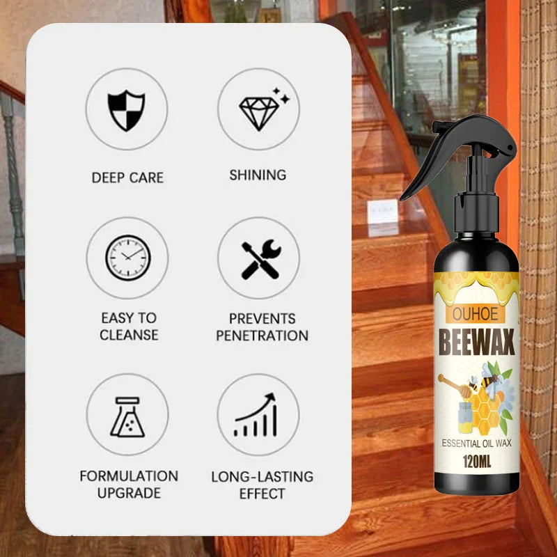 Natuurlijke Bijenwas Spray Meubelverzorging 120ml Antislip Geur- & Gifvrij Houtonderhoud Meubelbescherming