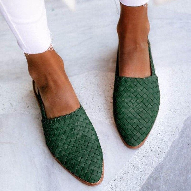 Gevlochten Slingback Sandaal met Lage Hak – Handgemaakt Look Instapper voor Dames – Zomerse Casual Schoen