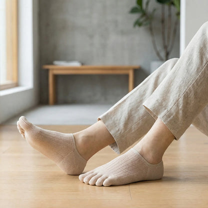 Onzichtbare Antislip Teensokken met Vijf Teencompartimenten – Blijft Op Zijn Plaats in Iedere Schoen